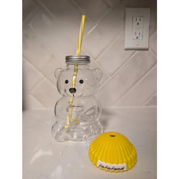 La La Land Yellow Glass Bear Cup Bottle 20 oz Bearista Cold Cup Collectible - Picture 3 of 6
